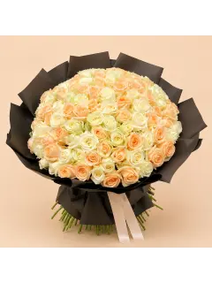 101 Peach & White Roses