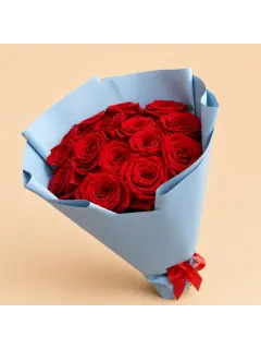 11 Red Roses in Blue Wrap