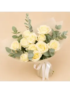 Cream Roses & Eucalyptus