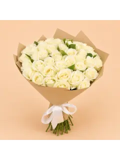 35 White Roses Kraft