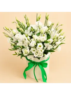 White Eustoma Green Box