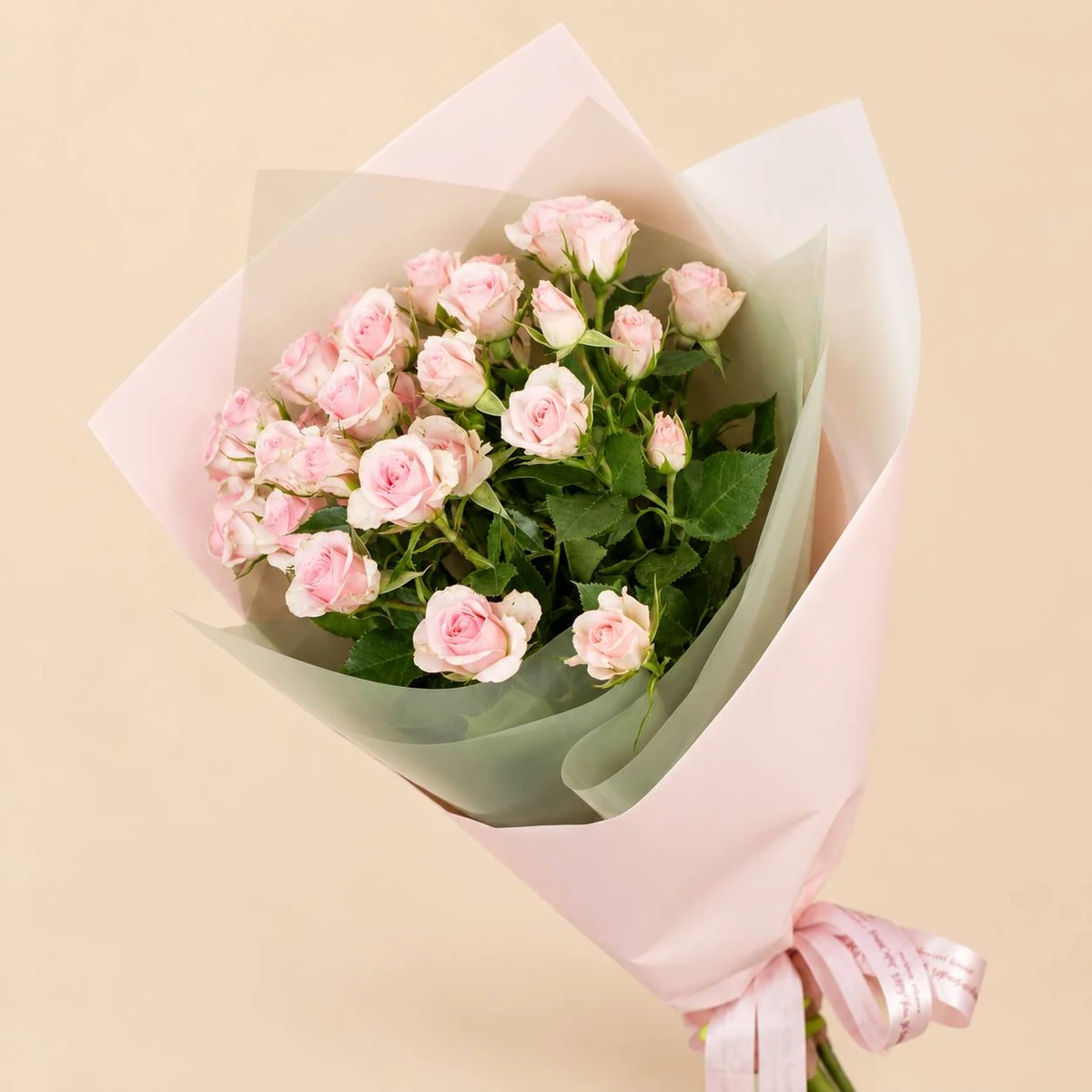Spray Roses in Mint Wrap