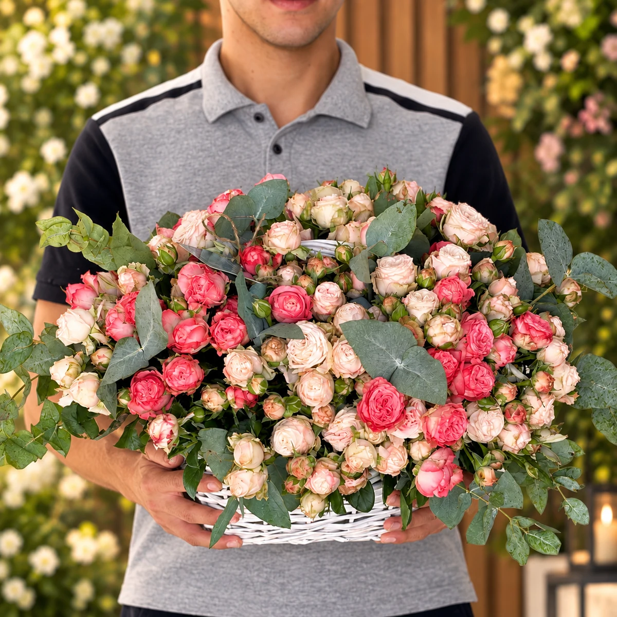 Spray Roses Basket
