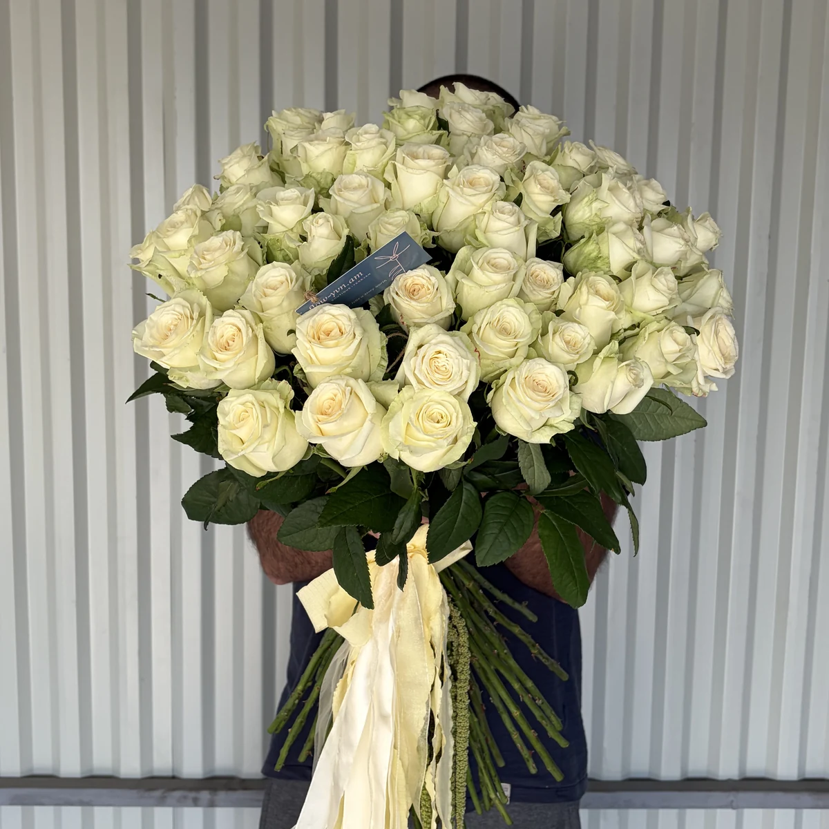 Tall White Roses Bouquet 45 pc
